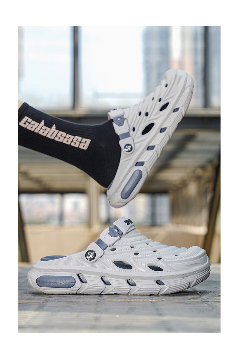 TonLion Men's Summer 2026 Hole Shoes Fashion Sandals Thick Sole Dual-Purpose Beach Shoes Gray Size 42/43 6
