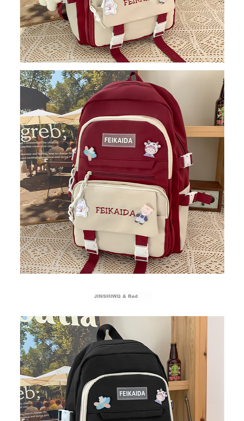 JINSHIWQ School Backpack for Girls, Fresh High-Value Large Capacity Two-Piece Set, Suitable for Primary, Middle, and High School Students, New Style Shoulder Bag 12