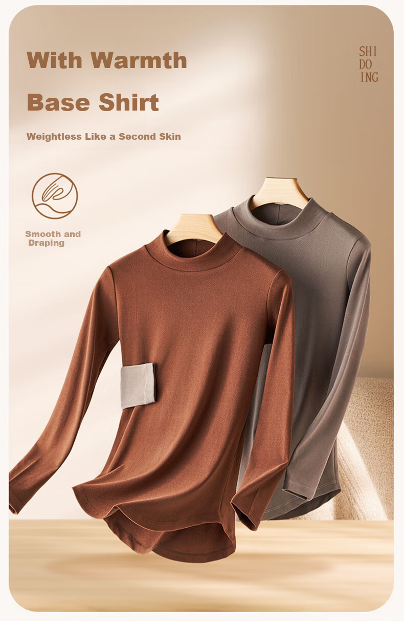 LangSha Maternity Turtleneck Base Layer for Women [25 Autumn/Winter New Arrival], Double-Sided Fleece-Lined Inner Layer, Antibacterial Maternity Warm Top 2