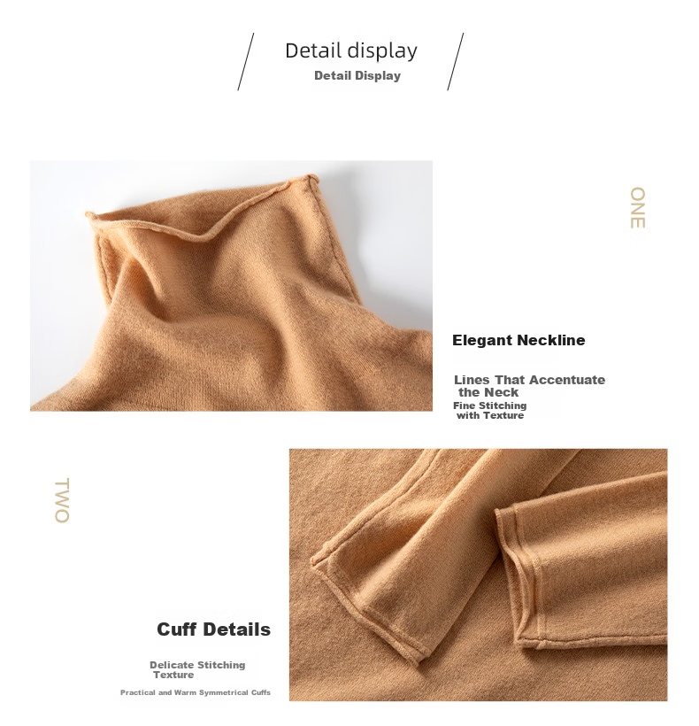Hengyuanxiang 100% Pure Wool Women's Sweater Autumn Winter Turtleneck Thin Fashion Casual Knitwear Versatile Base Shirt Top 26