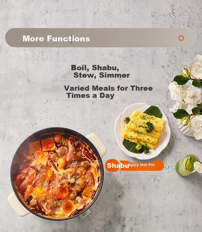 Joyoung ZMD Safe Series Electric Hot Pot Household Electric Frying and Cooking Pot 1600W Power 3-Speed Adjustment Large Diameter Deep Pot 6L Capacity HG60-G501 2