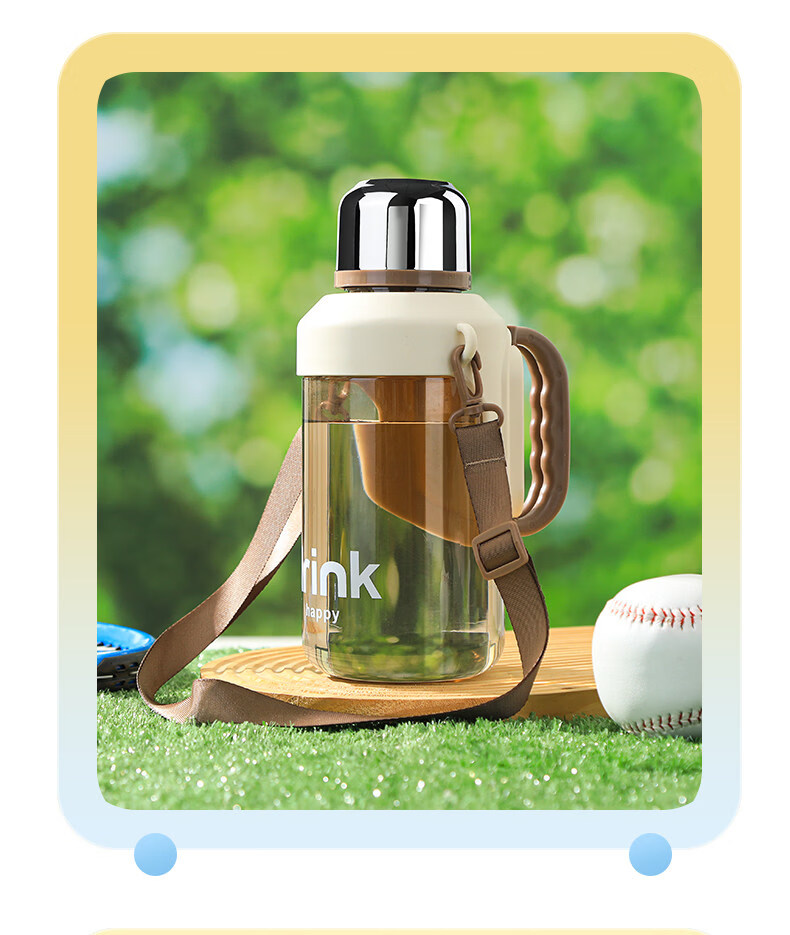 ZhaiQingSong Ton Cup Large Capacity Plastic Water Bottle High Temperature Resistant Handle Portable Sports Outdoor Water Bottle 1200ML 6
