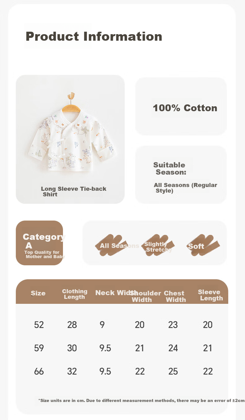 Babyprints Baby Half-Back Top, Newborn Pure Cotton Clothes, Newborn Boy And Girl Monk Robe, Belly Protection Underwear, Squirrel 59 6