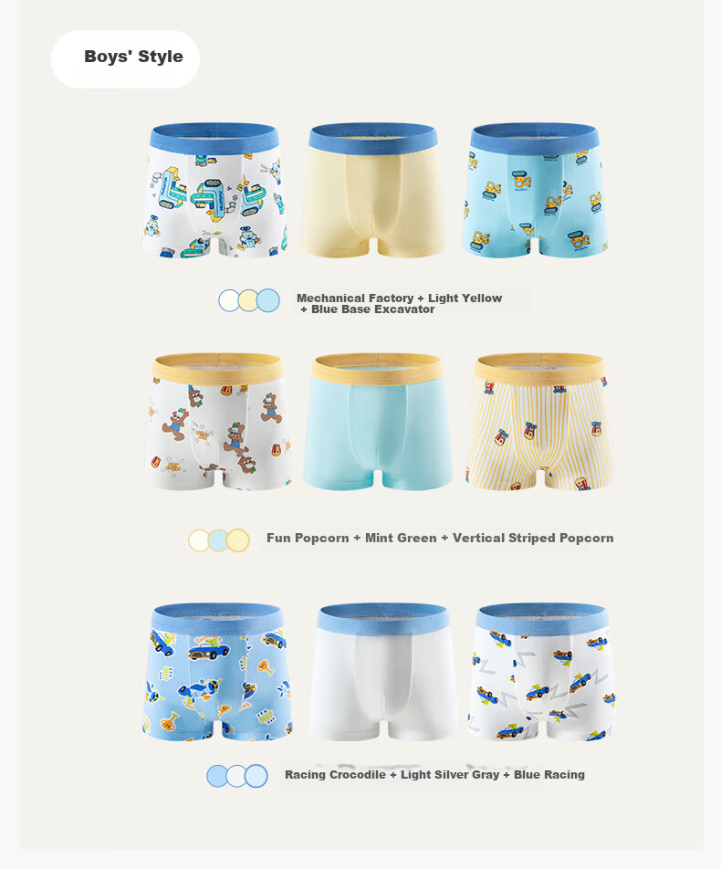 PurCotton Kids 7A Antibacterial Stretch Underwear 3-Pack 22