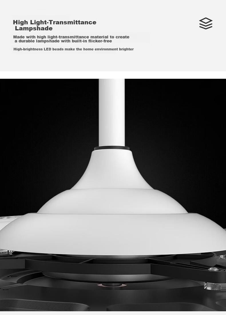 Huipujinggong LED Ceiling Fan Light with Invisible Blades, Variable Frequency Full Spectrum Lighting Fixture for Dining Room, Bedroom, Living Room, 42 Inches 16