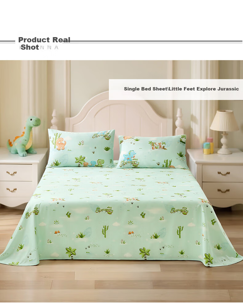 Fuanna Children's Class A Pure Cotton Bed Sheet Single Cotton Bed Cover Mattress Protector 1.2m Bed 180*240cm 10