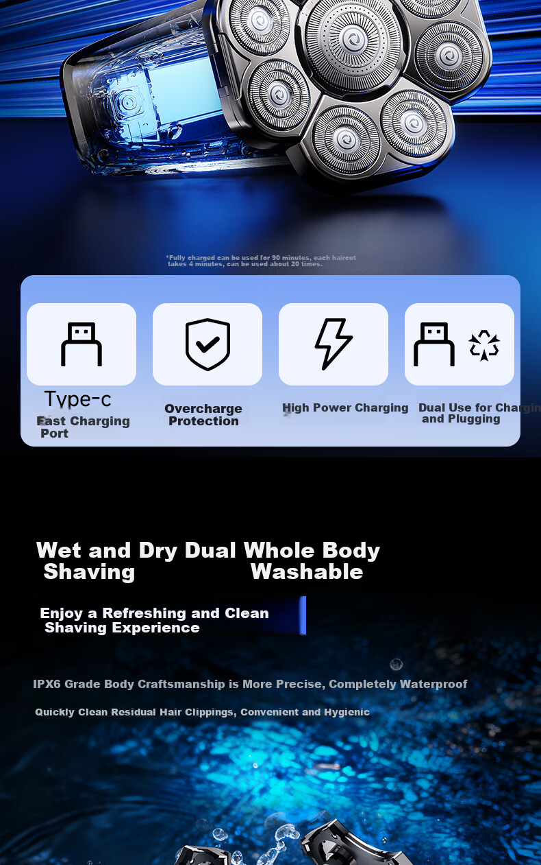 AUX Bald Head Hair Clipper Electric Shaver for Men Self Haircut Home Use Electric Beard Trimmer Haircutting Machine Gift 12