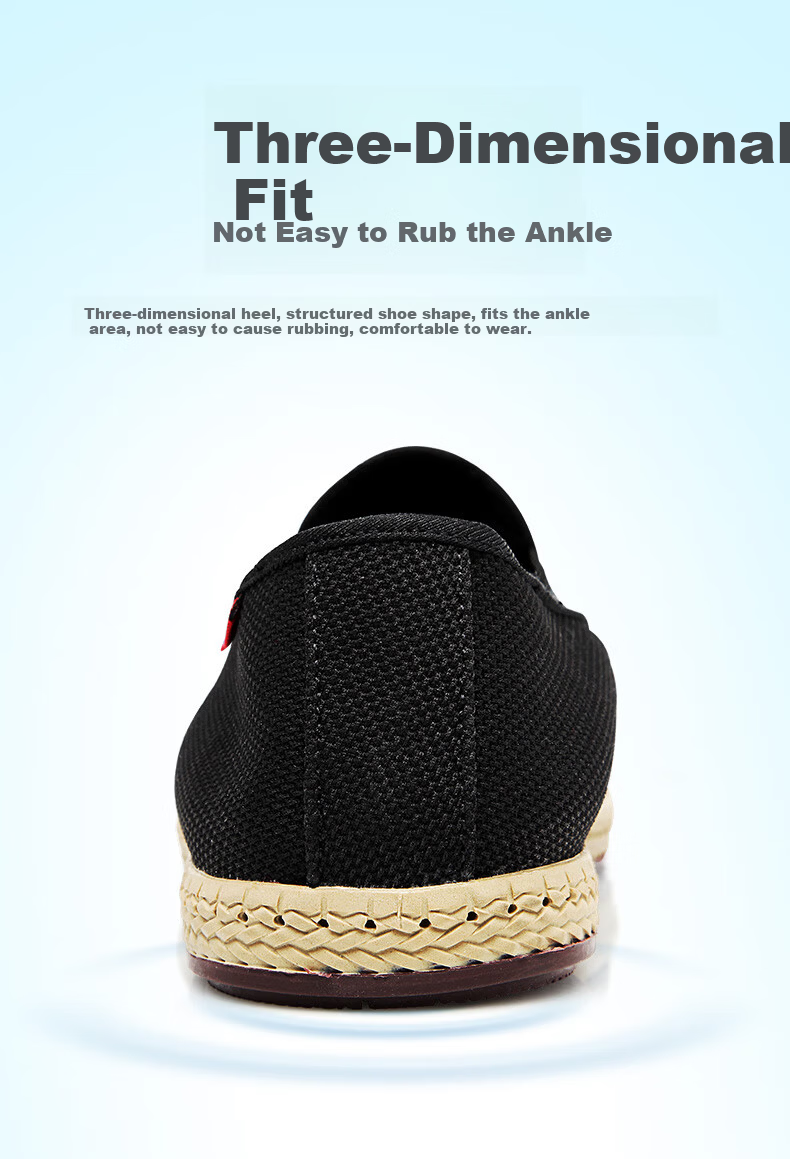 BUS HEYUAN Traditional Beijing Cloth Shoes for Men, Breathable Comfortable Middle-Aged And Elderly Dad Shoes 81X-9601 Black Size 40 10