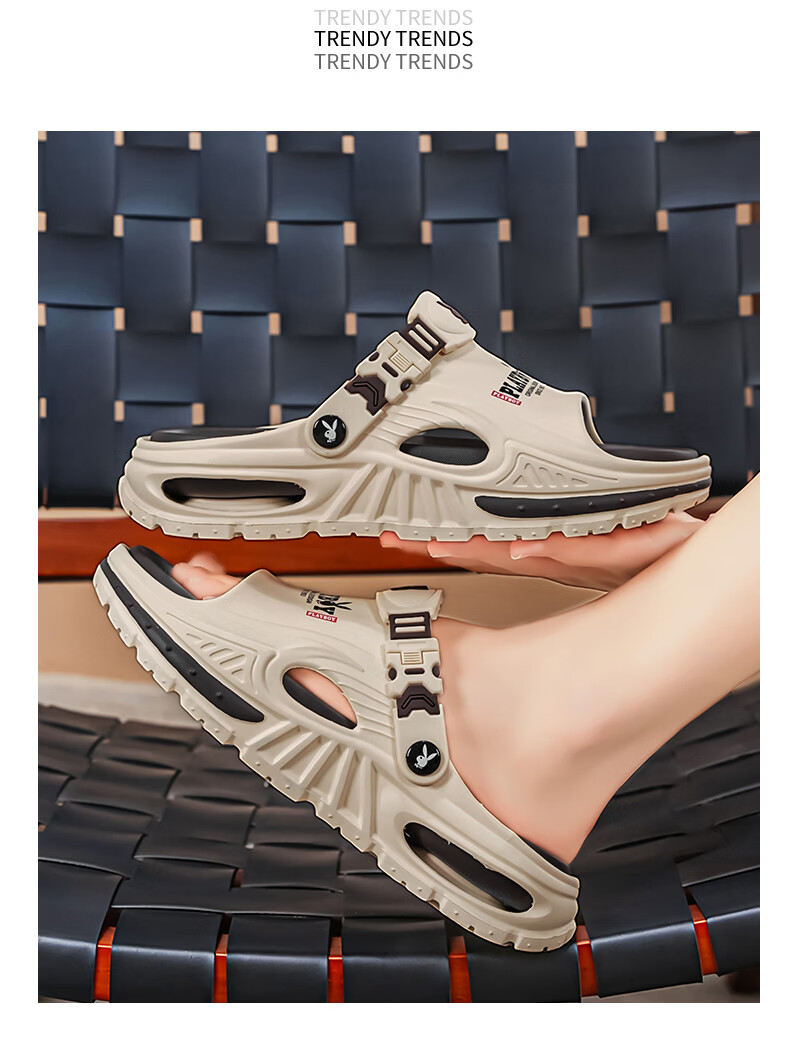 PLAYBOY 2026 Summer New Open Toe Sandals Men Soft Sole Casual Slip-On Outdoor Beach Shoes 15