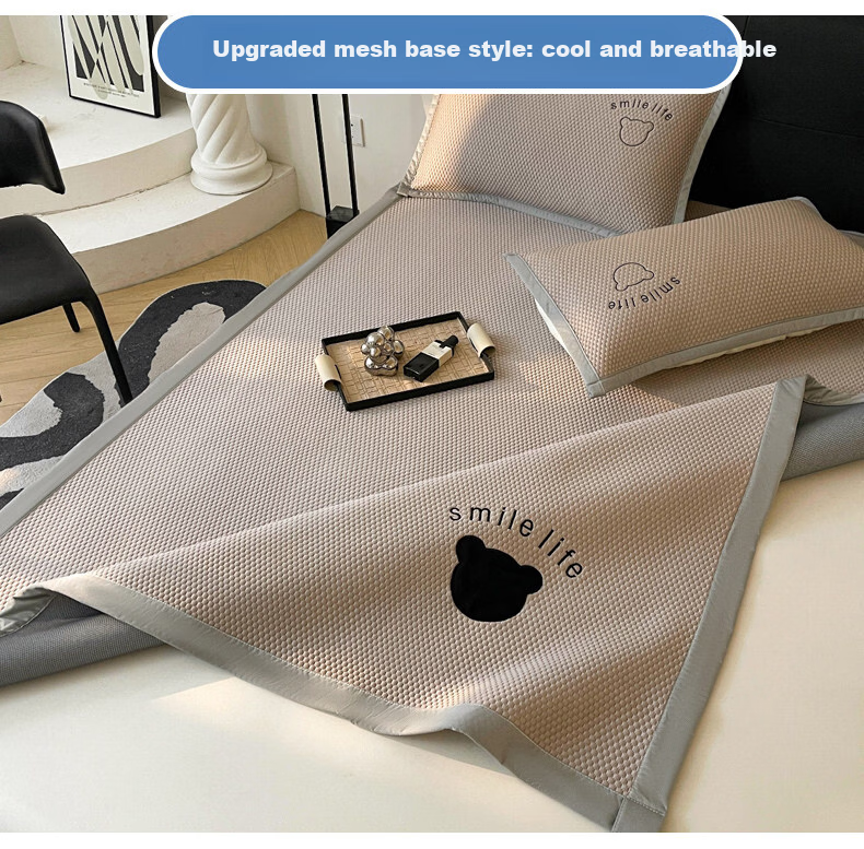 Yalu Summer Ice Silk Cooling Mat Home Ice Bean Mat Machine Washable Student Dormitory Single Brown 90*200cm 5