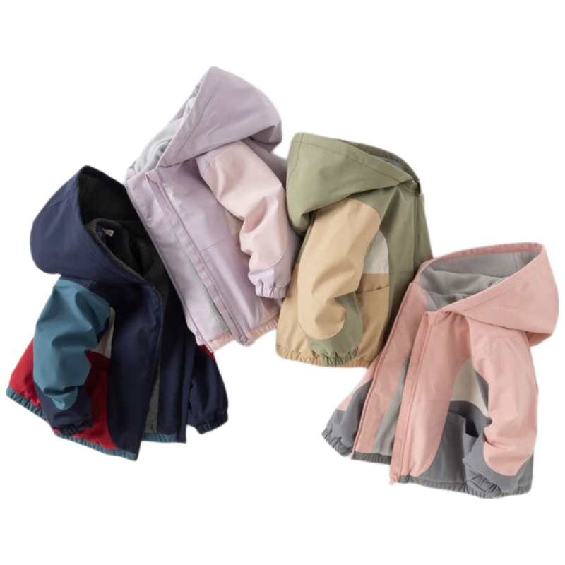 DAVE & BELLA Children's Triple-Protection Jacket Autumn Outerwear for Girls And Boys Outdoor Hooded Long-Sleeve Windbreaker