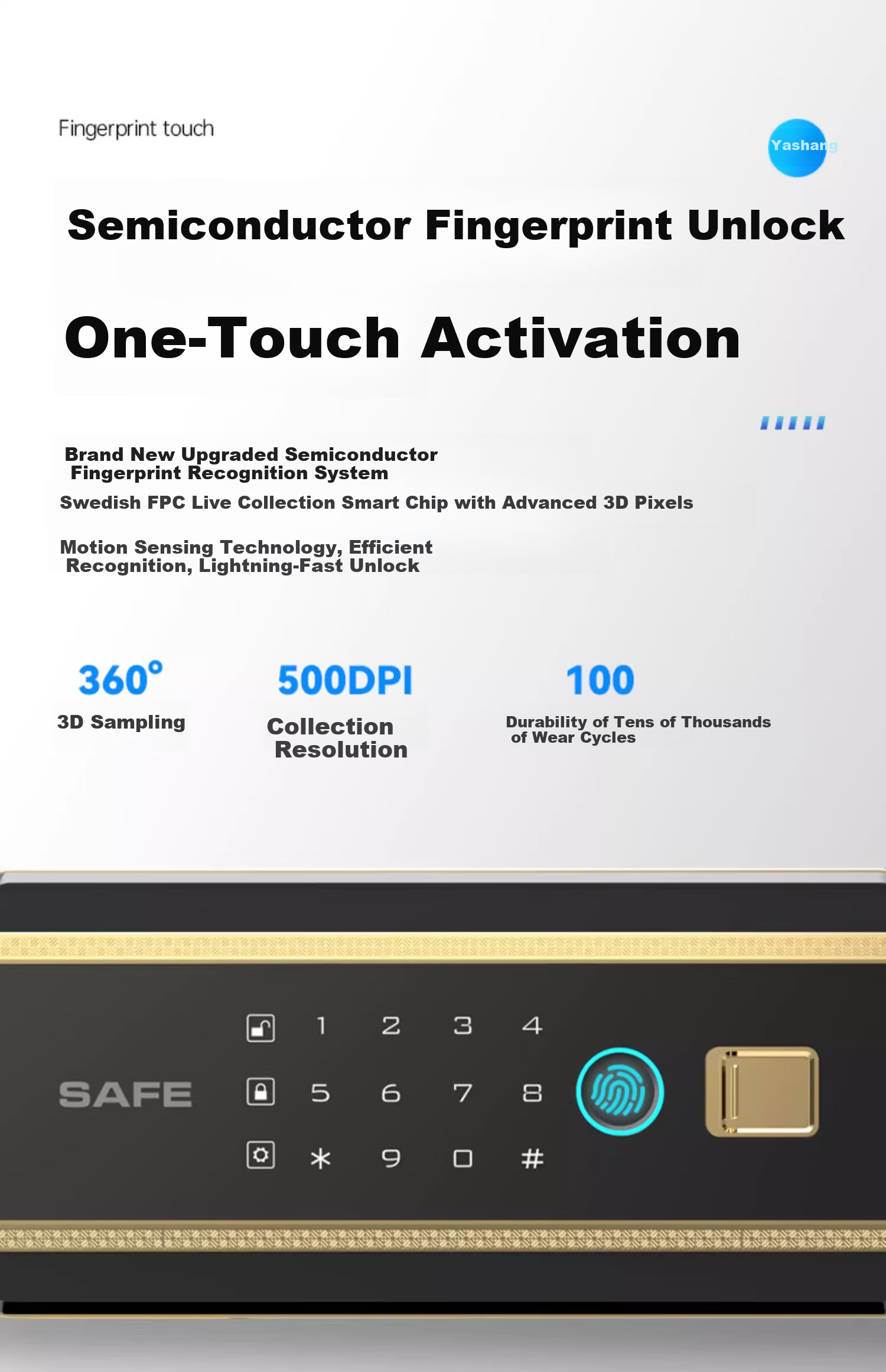 DAYI Fingerprint and Password Small Safe Home Office Financial Steel Anti-theft Safe Box 45cm Coffee Gold Password + Fingerprint 13