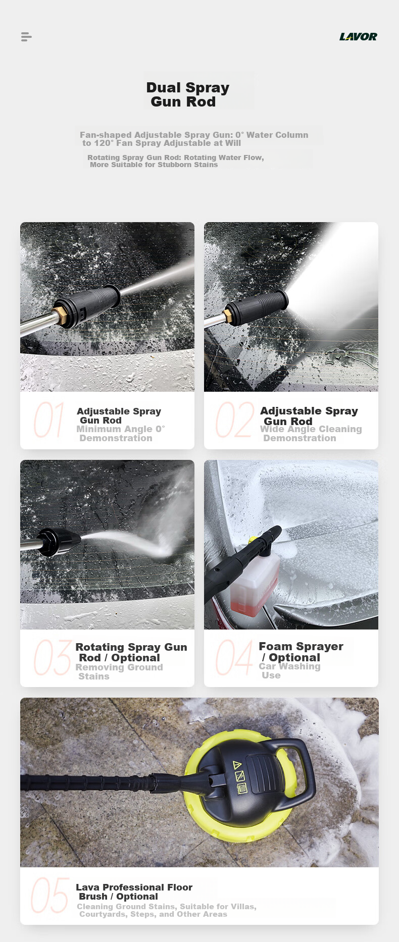 LAVOR High-Pressure Car Washer Water Gun Commercial Home 220V Spray Gun Outdoor Garden Powerful Surface Cleaning 10