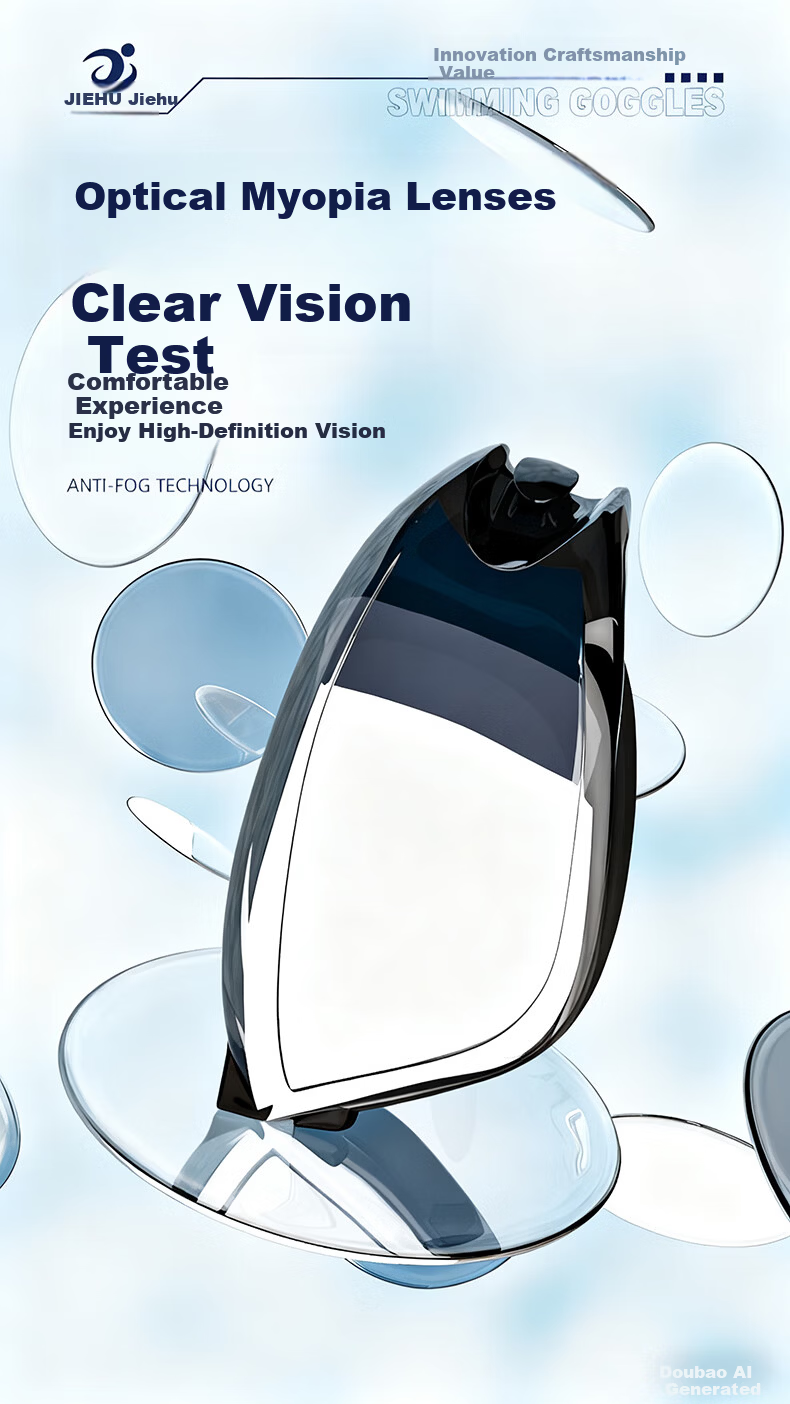 Jiehu Prescription Swimming Goggles Anti-Fog Waterproof High-Definition Adult Men Women Swim Cap Set 5