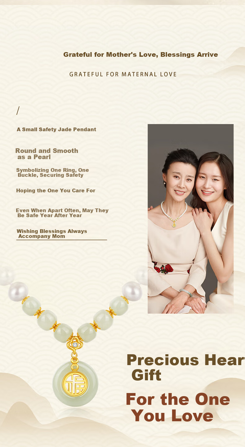 Qike Natural Pearl Necklace with Peace Buckle And Hetian Jade Pendant, Authentic Practical Gift for Wife Or Girlfriend on Valentine's Day 6