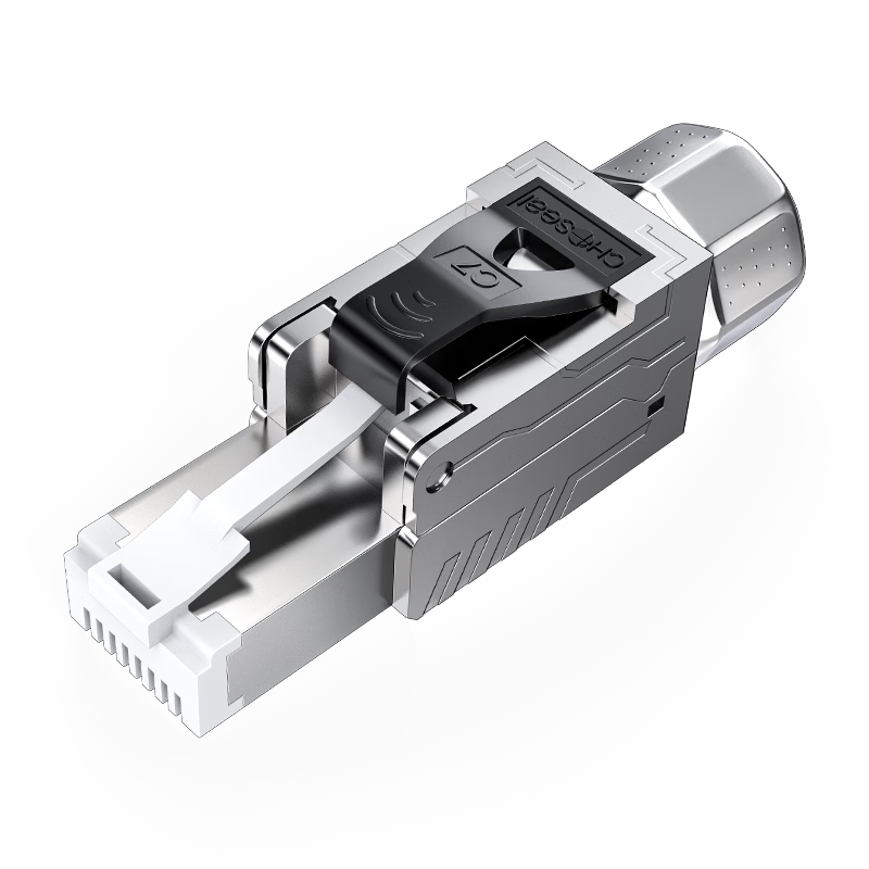 CHOOSEAL (CHOSEAL) Category 7 And 8 Universal Shielded Tool-Free Crystal Head, Engineering-Grade RJ45 Network Crimp-Free Connector, Computer Network Cable Broadband Connection, 1 Piece, QS9932