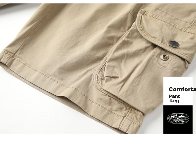 EASTERN CAMEL Men's Casual Loose Cotton Summer Breathable Simple Solid Thin Versatile Cargo Shorts 18