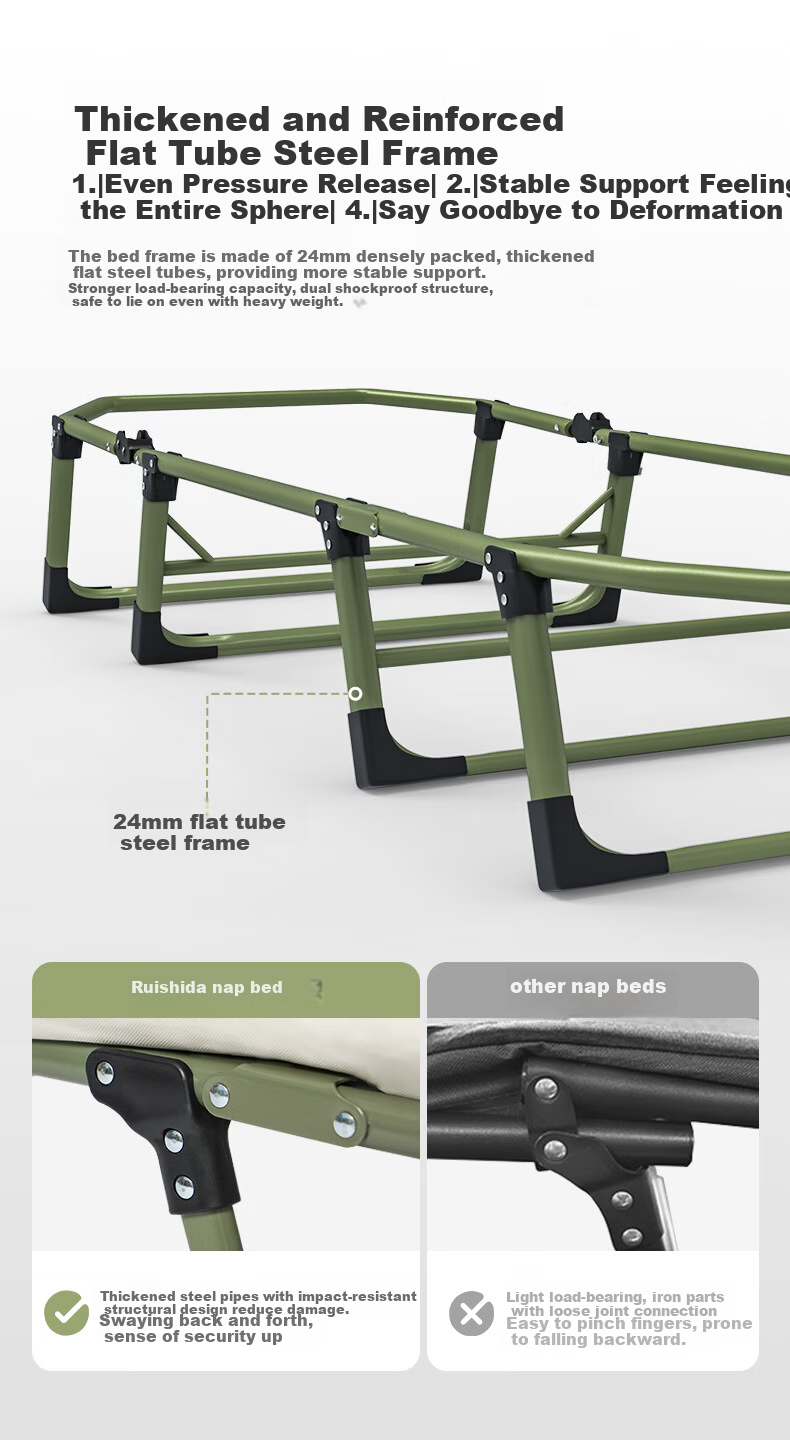 Restar Folding Single Nap Bed Hospital Care Bed Military Cot Recliner Office Nap Waist Support 190cm 3