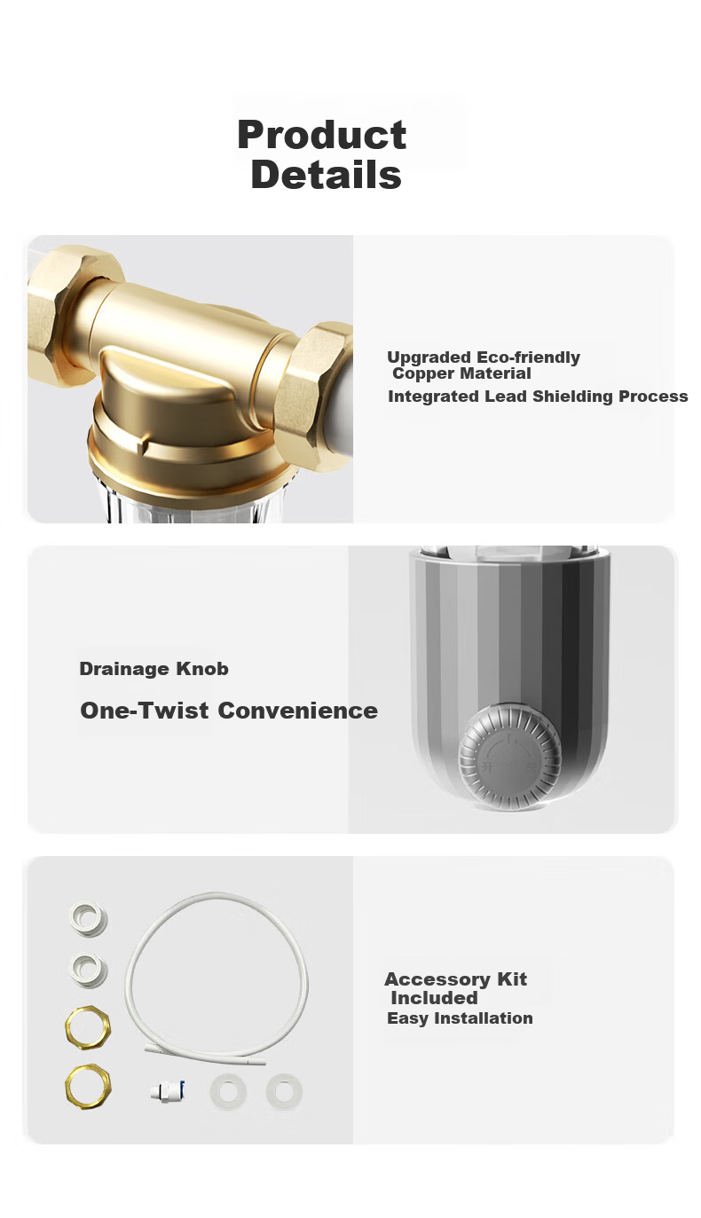 XiaoZhi Pre-Filter 6.7T/H Backwash 40 Micron High-Flow Whole House Water Filter QJ01 17