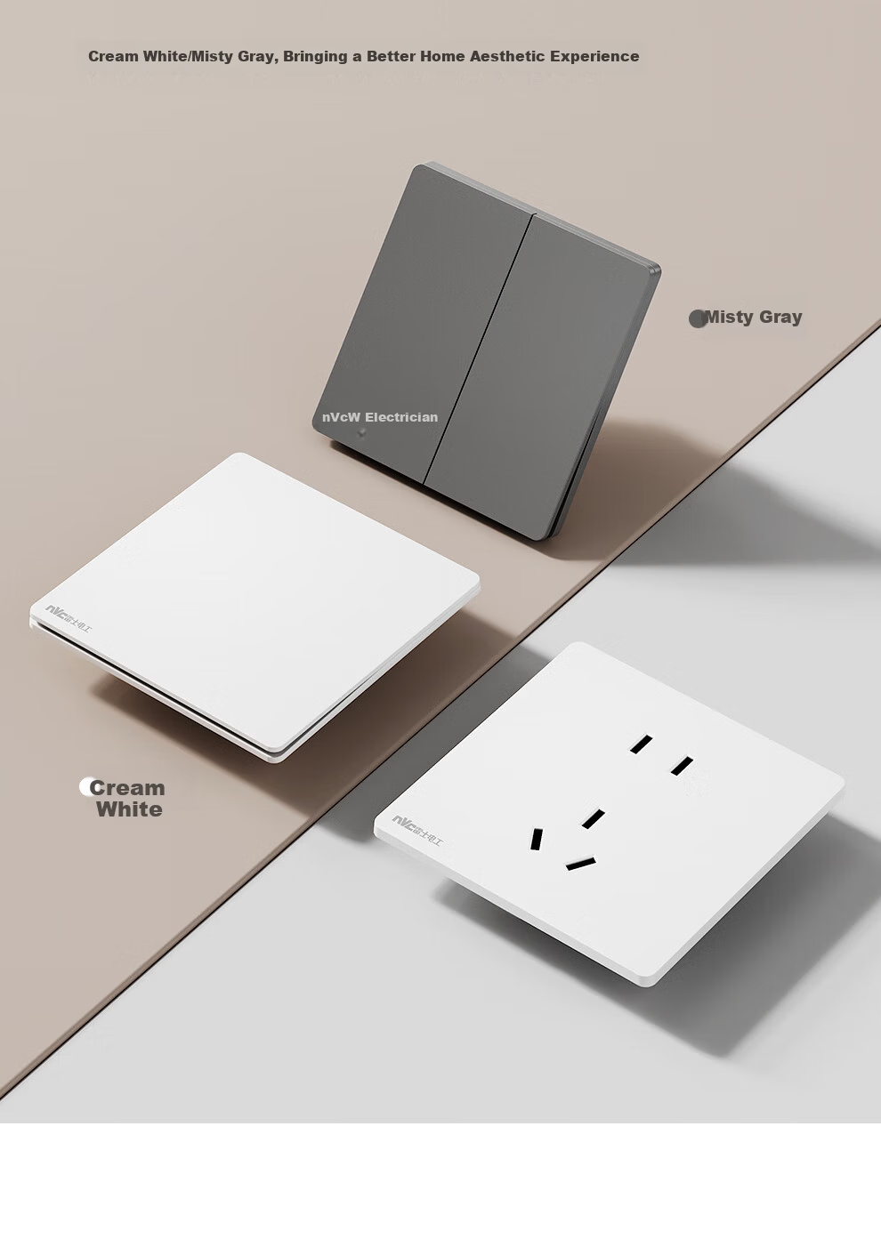 NVCleishidiangong Switch Socket, Two-Way Double Control Switch, 86-Type Ultra-Thin Panel Switch, N29 White 6