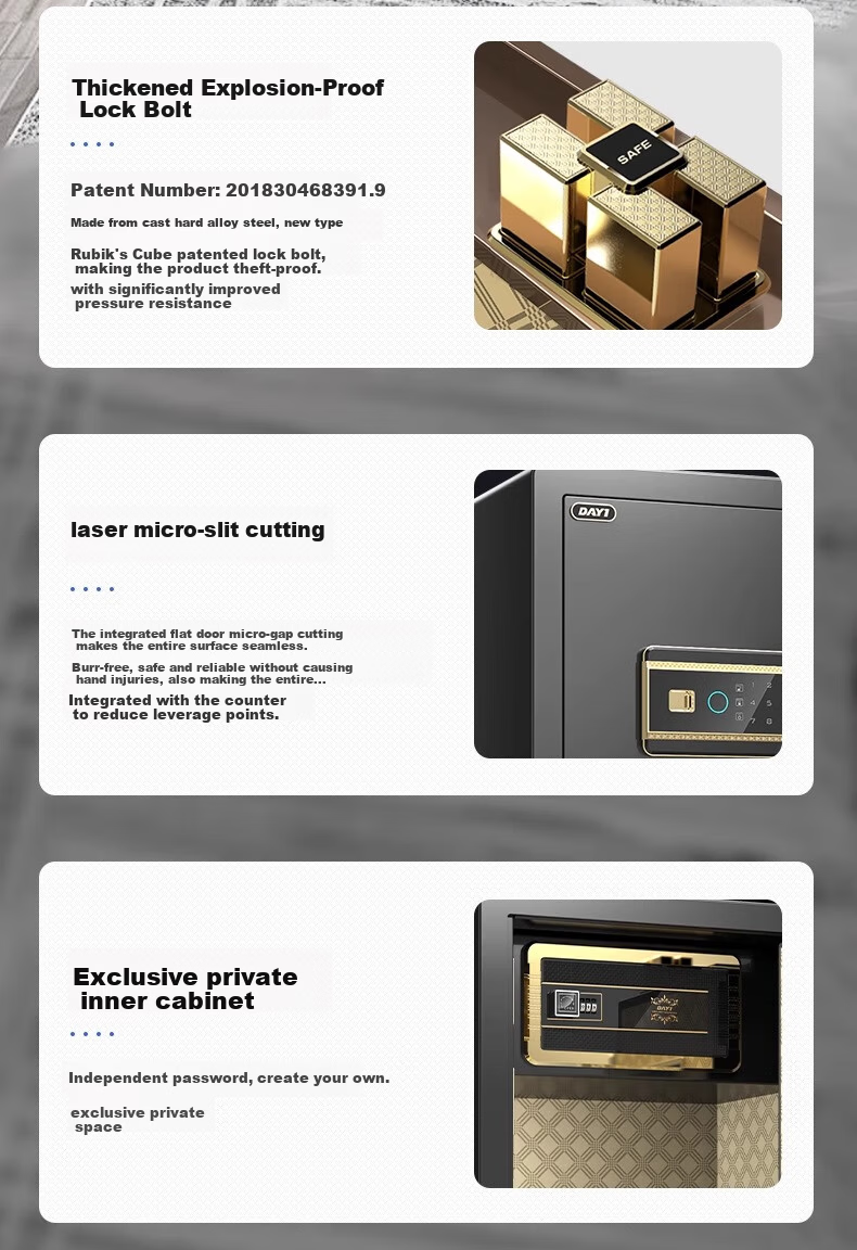 DAYI Fingerprint and Password Small Safe Home Office Financial Steel Anti-theft Safe Box 45cm Coffee Gold Password + Fingerprint 26