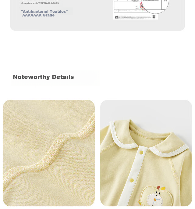 TONGTAI Baby Romper Spring and Autumn Pure Cotton Newborn Outing Lapel Jumpsuit Yellow 59cm 17