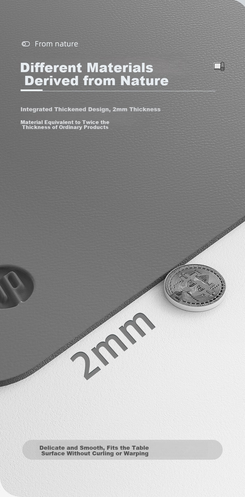 HP MP231 Extra Large PU Leather Waterproof Gaming Office Mouse Pad Dark Gray Extra Large 6