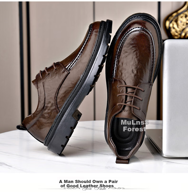 MULINSEN Men's Business Formal Leather Shoes Thick Sole Youth Lace-up Casual Shoes R22033 15