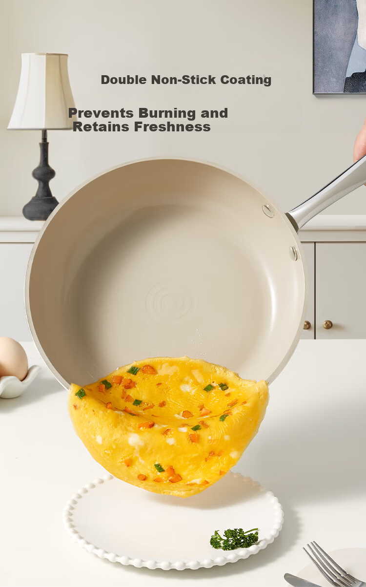 Hongchu Ceramic Non-Stick Deep Frying Pan 28cm Flat Bottom Stir-Fry Pan for Home Use Compatible with Induction Cooker and Gas Stove 10