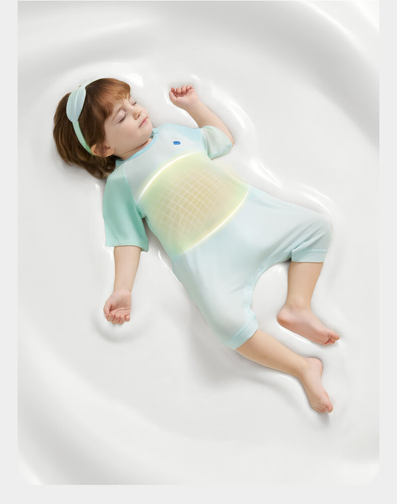 Babycare Newborn Spring Summer Soft Milk Skin Belly Protection Sleeping Bag Legged Sleeping Bag 5-Sleeve Mint Bubble Size 100 (95-105cm) 12