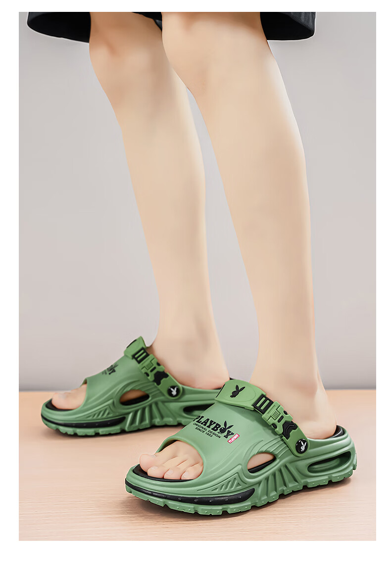 PLAYBOY 2026 Summer New Open Toe Sandals Men Soft Sole Casual Slip-On Outdoor Beach Shoes 18