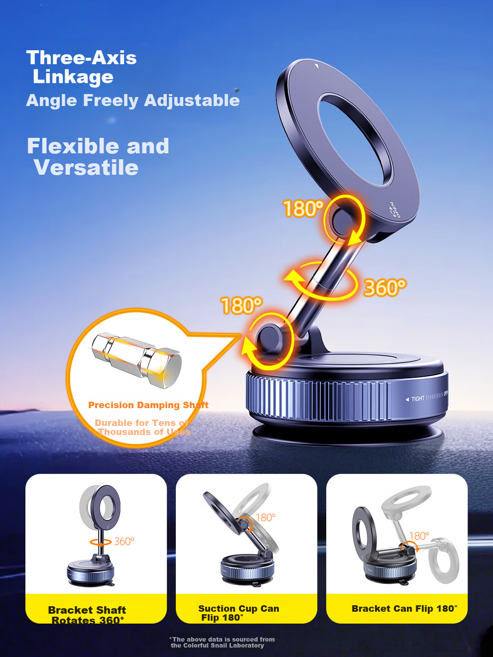 Wonew【Detachable Epoxy Resin】Colorful Snail Magnetic Car Phone Holder Vacuum Car Mount with Leather Texture 6