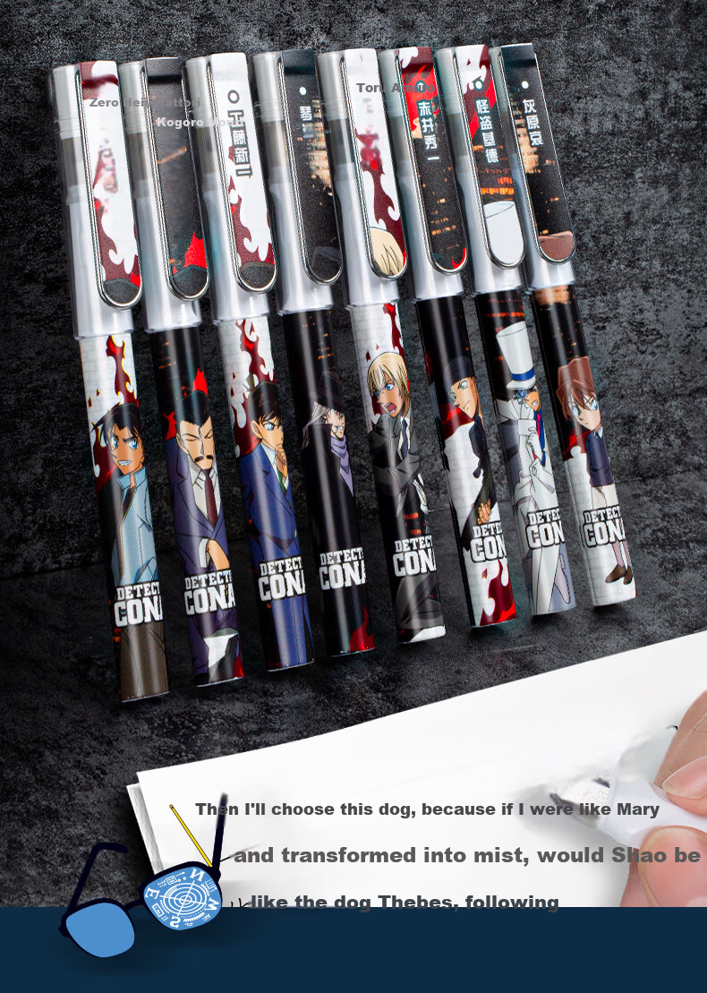 AIHAO Detective Conan Collaboration Children's Fountain Pen EF Nib for Grades 3-6 Posture Correction Writing Pen Refillable Ink Cartridge Set Kid DMS2006 Back to School Essential 2