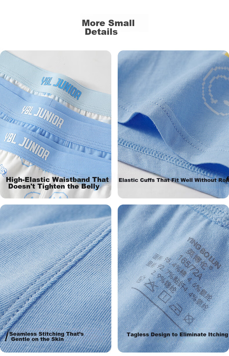 YING BO LUN Youth Underwear Development Period High School Students Boxer Briefs 10807 Underwear 3 Pieces 160 16
