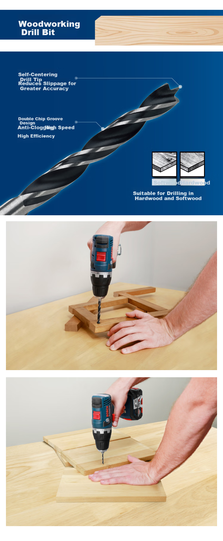 BOSCH Mini Round Shank Drill Bit Set for Woodworking, Suitable for Softwood and Hardwood Drilling, Twist Drill Bits (7 Pieces) 1