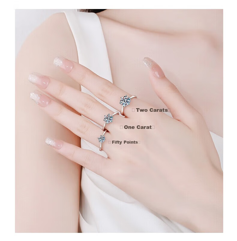 Zhoudajin CHOW TAI KING, One Carat Moissanite Diamond Ring, Sterling Silver Engagement Ring for Women, Qixi Valentine's Day Gift for Girlfriend Or Wife, Birthday Present 17