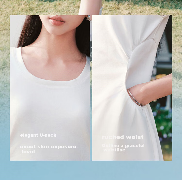 Semir Women's Summer Dress U-Neck Solid Color Pleated Short Sleeve Short Skirt 2026 Minimalist Design 109326114005 11