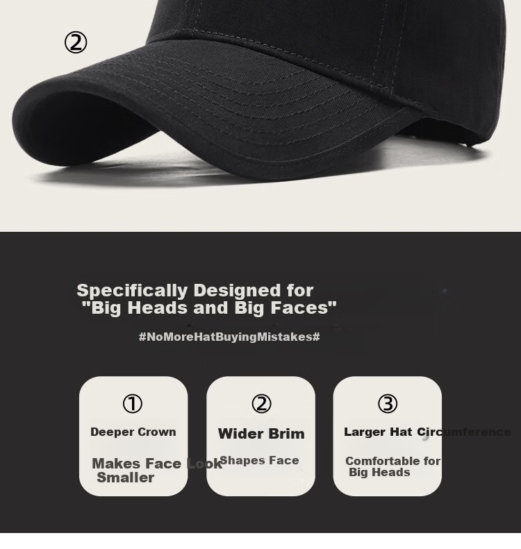 Miiow Men's Hard Top Baseball Cap Large Size Deep Fit Men's Duckbill Sun Hat Khaki 8