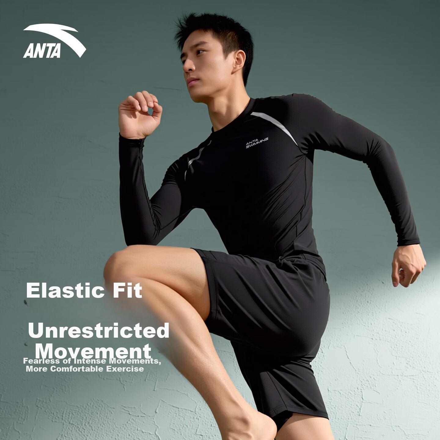 ANTA Men's Professional Sports Sun Protection Swimwear Breathable Long Sleeve Surfing Diving Hot Spring Swimming Gear