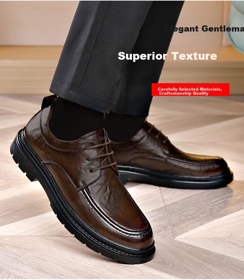 MULINSEN Men's Business Formal Leather Shoes Thick Sole Youth Lace-up Casual Shoes R22033 5