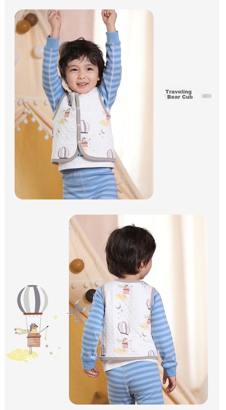 Ibaby Baby Vest Autumn Winter Children's Sleeveless Base Layer Vest Baby Small Vest Snow Town Penguin 90 13