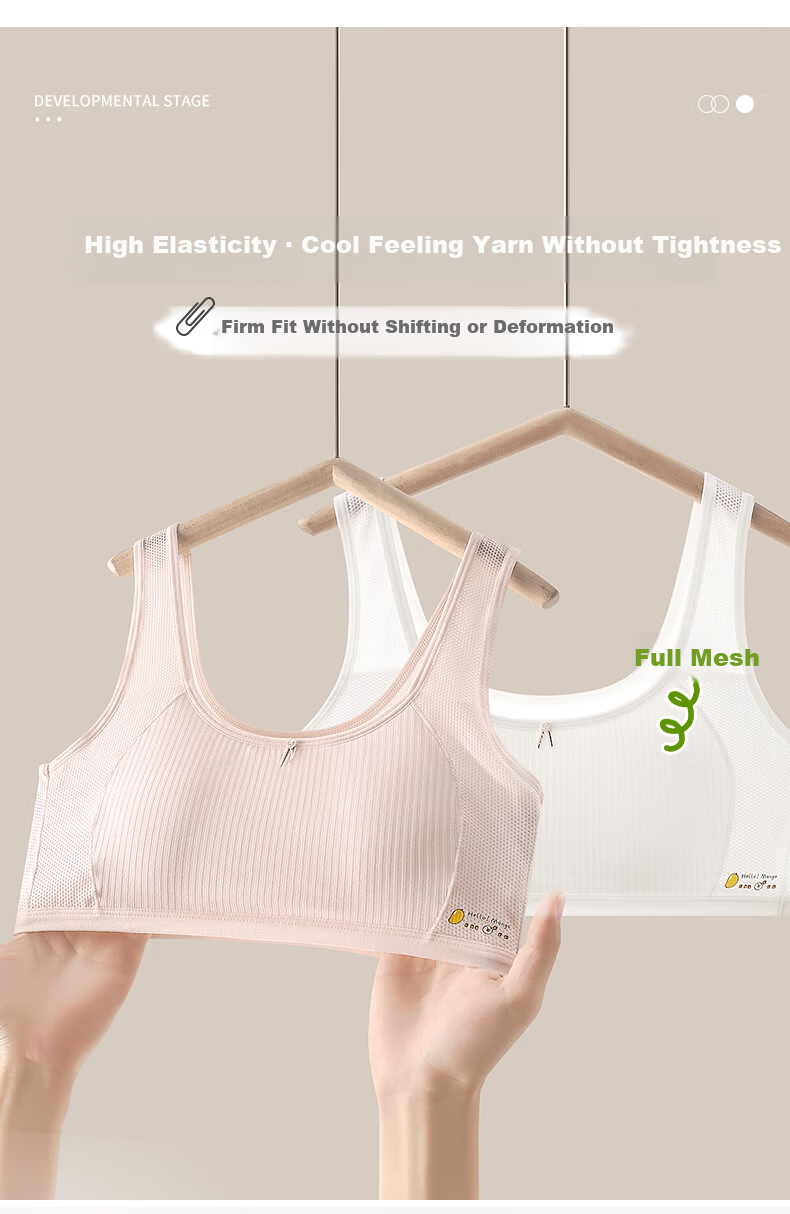 Ariel & Aurora Girls' Developmental Underwear Bra for Middle and High School Students Ages 12-16 Stage 2-3 White L 3