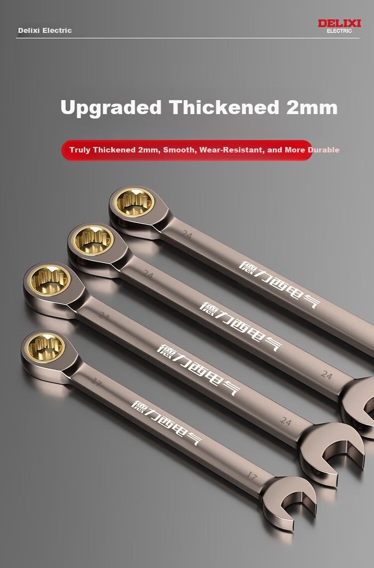 DELIXI ELECTRIC Dual-Use Ratchet Wrench Set, Open-End And Box-End Wrenches, Household And Car Repair Tools, Labor-Saving Wrench Set, 22 Pieces 6