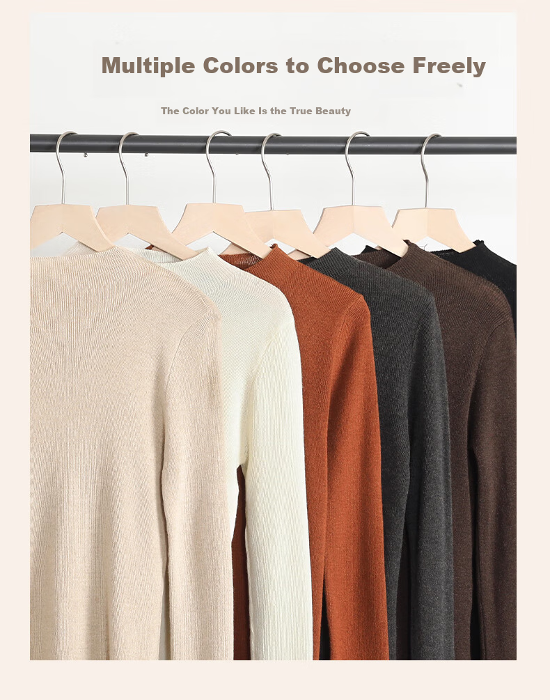 Baleno 2025 Autumn Winter New Women's Knitwear Half Turtleneck Pullover Slim Wool Sweater Top Thin Base Layer 8