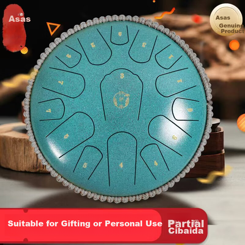 Asas Ethereal Drum 15-Note 13-Inch Small Adult and Children Beginner Musical Instrument Birthday Gift Bear Model - Spotted Green