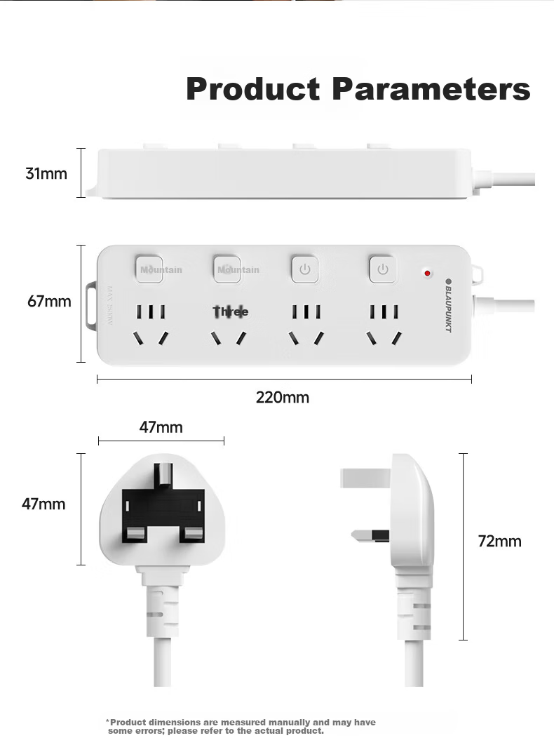 BLAUPUNKT British Standard Power Strip with UK Travel Adapter, 4-Socket Surge Protector with Individual Switches, 1.8m Cable, Compatible with Switch 2, for Hong Kong, Macau, UK, Singapore, UAE, Maldiv 15