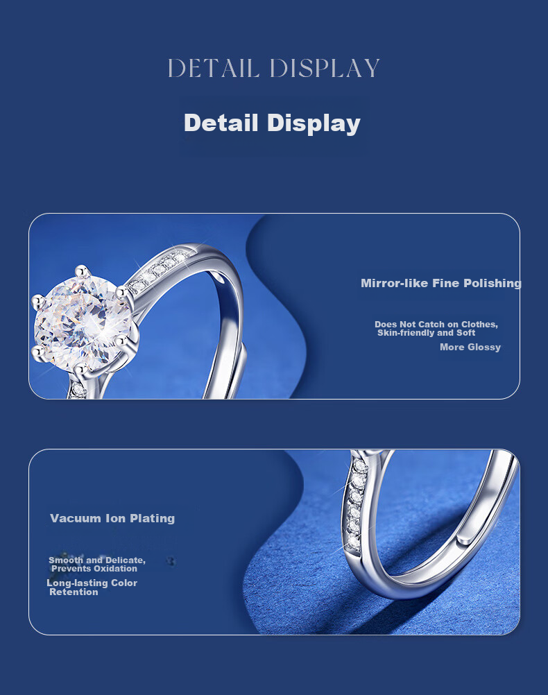 GLTEN 1 Carat Moissanite Diamond Silver Ring Women's Wedding Engagement Ring Birthday Gift for Girlfriend Wife 10