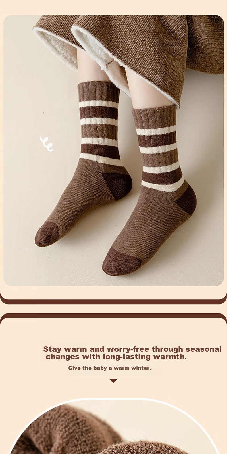 Miiow Kids Cotton Socks Autumn Winter Terry Boys Thickened Fleece Mid-Calf Cold-Resistant Warm Socks Northeast Style 5