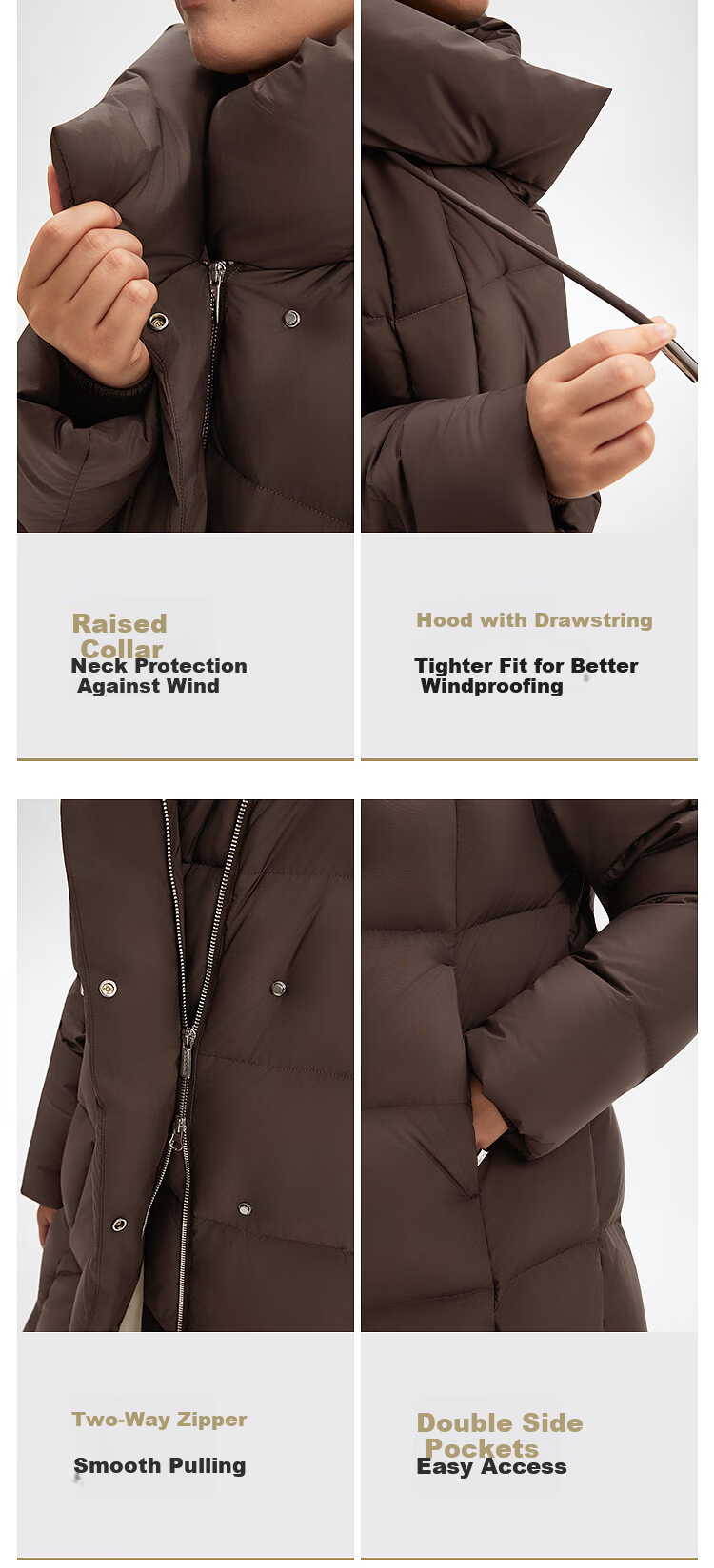 BOSIDENG Off-Season Women's Down Jacket Simple Luxury Elegant Extra Long Waist-Cinching Slim Fit Versatile Comfortable Coat 7