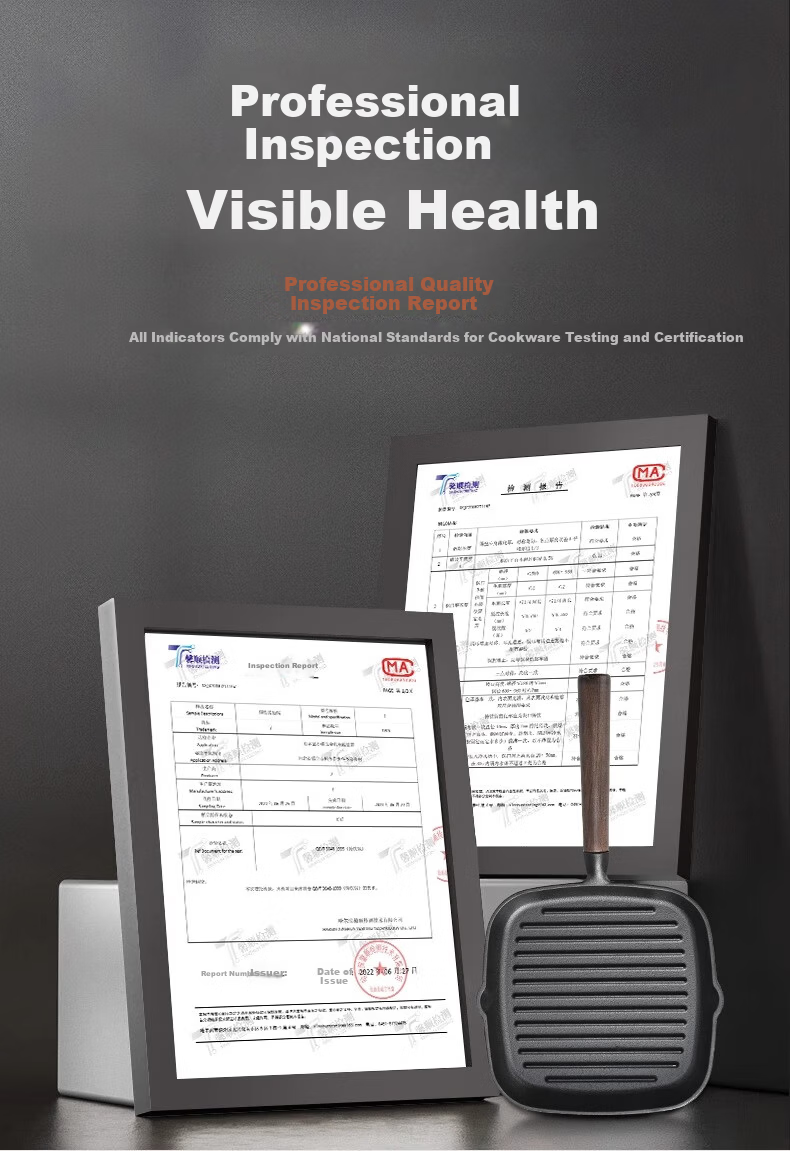 PAKCHOICE Steak Frying Pan Breakfast Cast Iron Skillet Non-Coated Flat Pan 23cm Compatible with Gas Stove and Induction Cooker 17